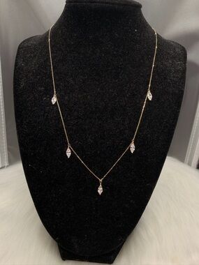 14k Yellow Gold CZ Stones Necklace 18”.
